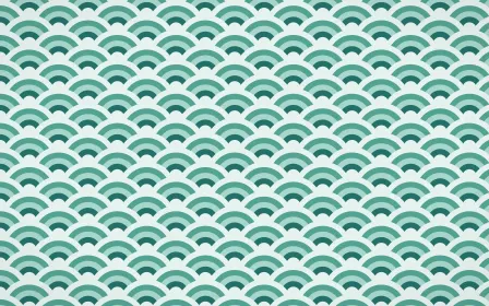Ha Long Jade Fine Wave Crests — colourful teal and white seigaiha background