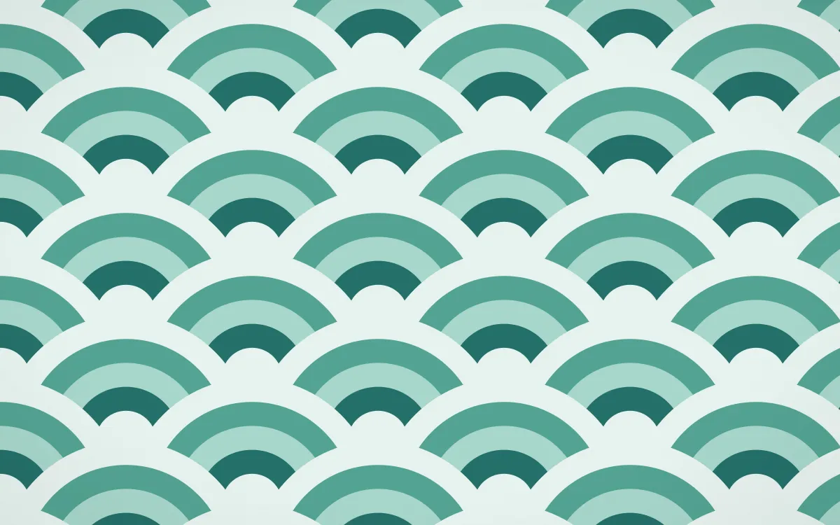 Ha Long Jade Grand Wave Crests — colourful teal and white seigaiha background