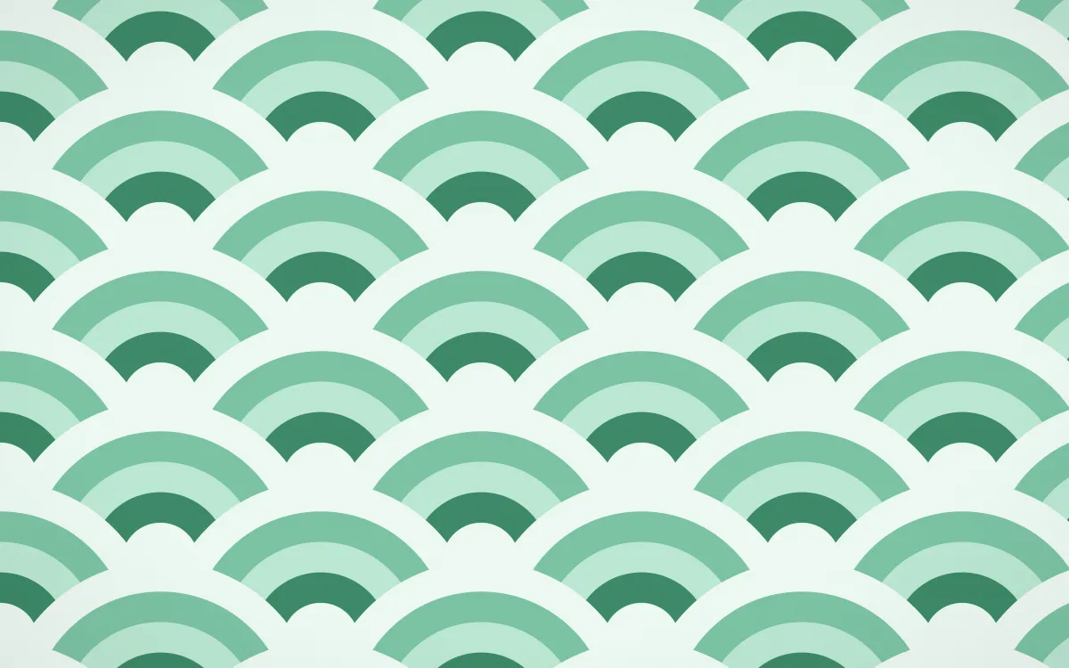 Hanbok Mint Grand Wave Crests — colourful green and white seigaiha background