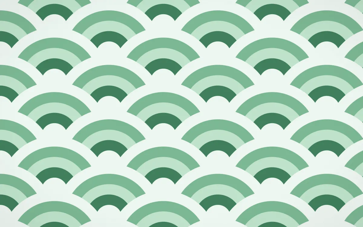 Havana Mint Grand Wave Crests — colourful green and white seigaiha background