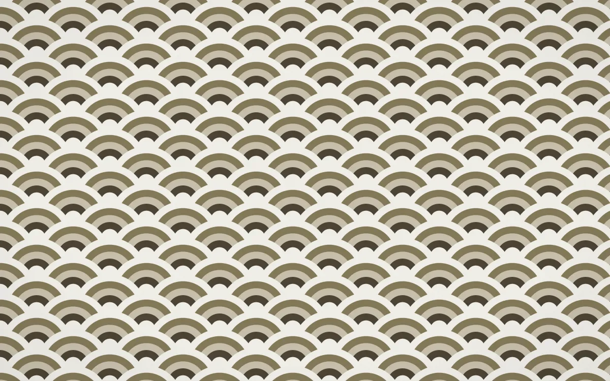 Highland Peat Fine Wave Crests — colourful brown, yellow and white seigaiha background