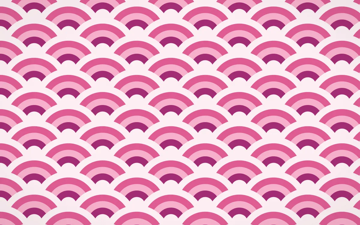 Holi Splash Wave Crests — colourful pink and white seigaiha background