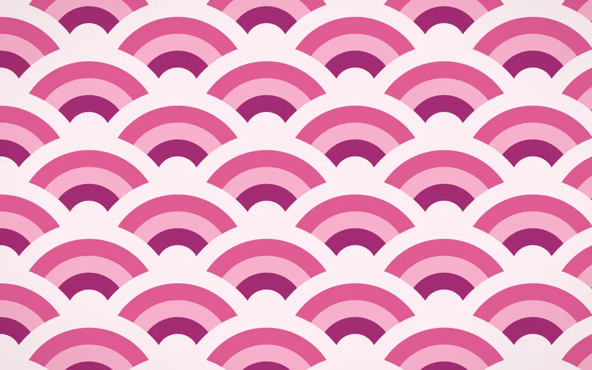 Holi Splash Grand Wave Crests — colourful pink and white seigaiha background