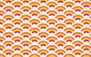 Island Punch Wave Crests — colourful red, orange and beige seigaiha background