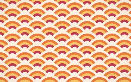 Island Punch Wave Crests — colourful red, orange and beige seigaiha background