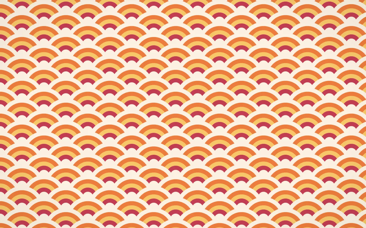 Island Punch Fine Wave Crests — colourful red, orange and beige seigaiha background