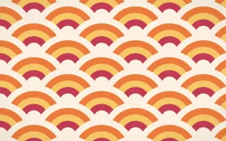 Island Punch Grand Wave Crests — colourful red, orange and beige seigaiha background