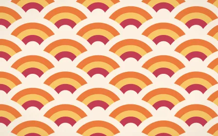 Island Punch Grand Wave Crests — colourful red, orange and beige seigaiha background