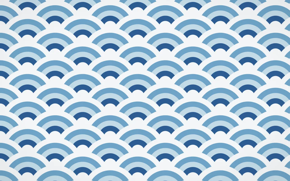 Iznik Blue Wave Crests — colourful blue and white seigaiha background