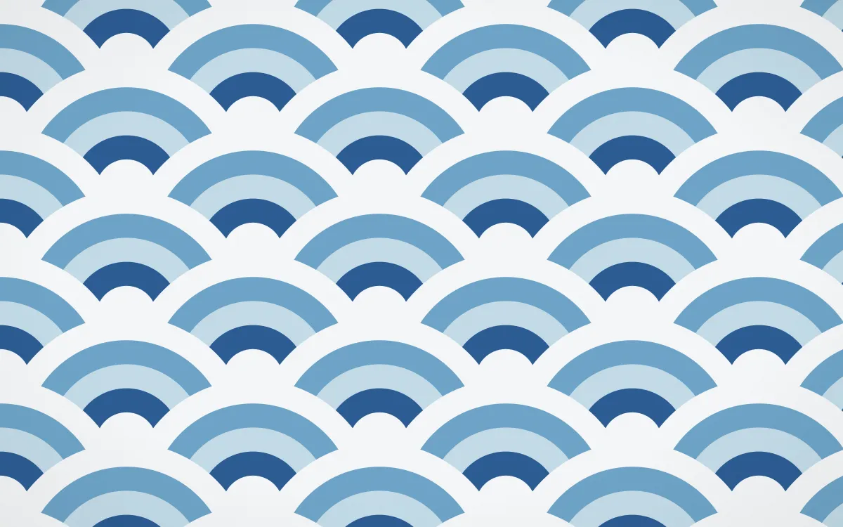 Iznik Blue Grand Wave Crests — colourful blue and white seigaiha background