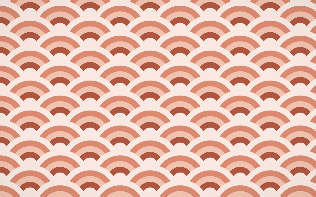 Jaipur Rose Wave Crests — colourful red and orange seigaiha background