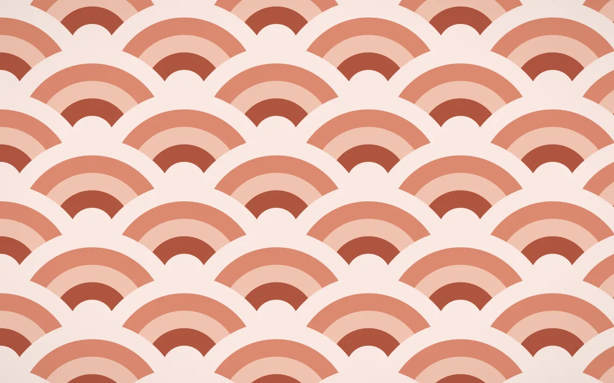 Jaipur Rose Grand Wave Crests — colourful red and orange seigaiha background
