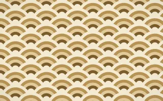 Java Heritage Wave Crests — colourful brown, gold and beige seigaiha background