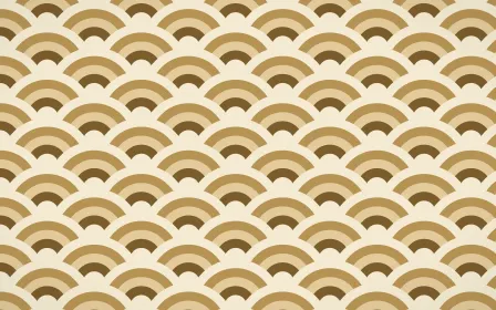 Java Heritage Wave Crests — colourful brown, gold and beige seigaiha background