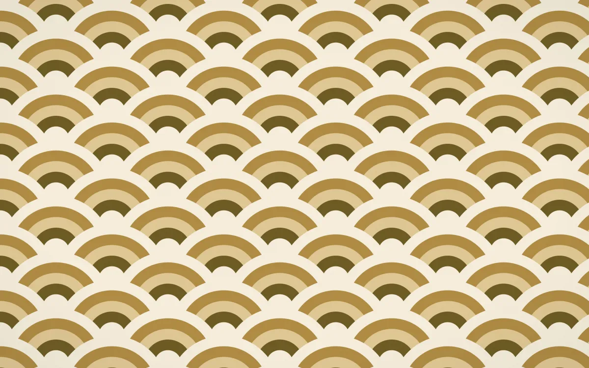 Kerala Spice Wave Crests — colourful brown, gold and beige seigaiha background