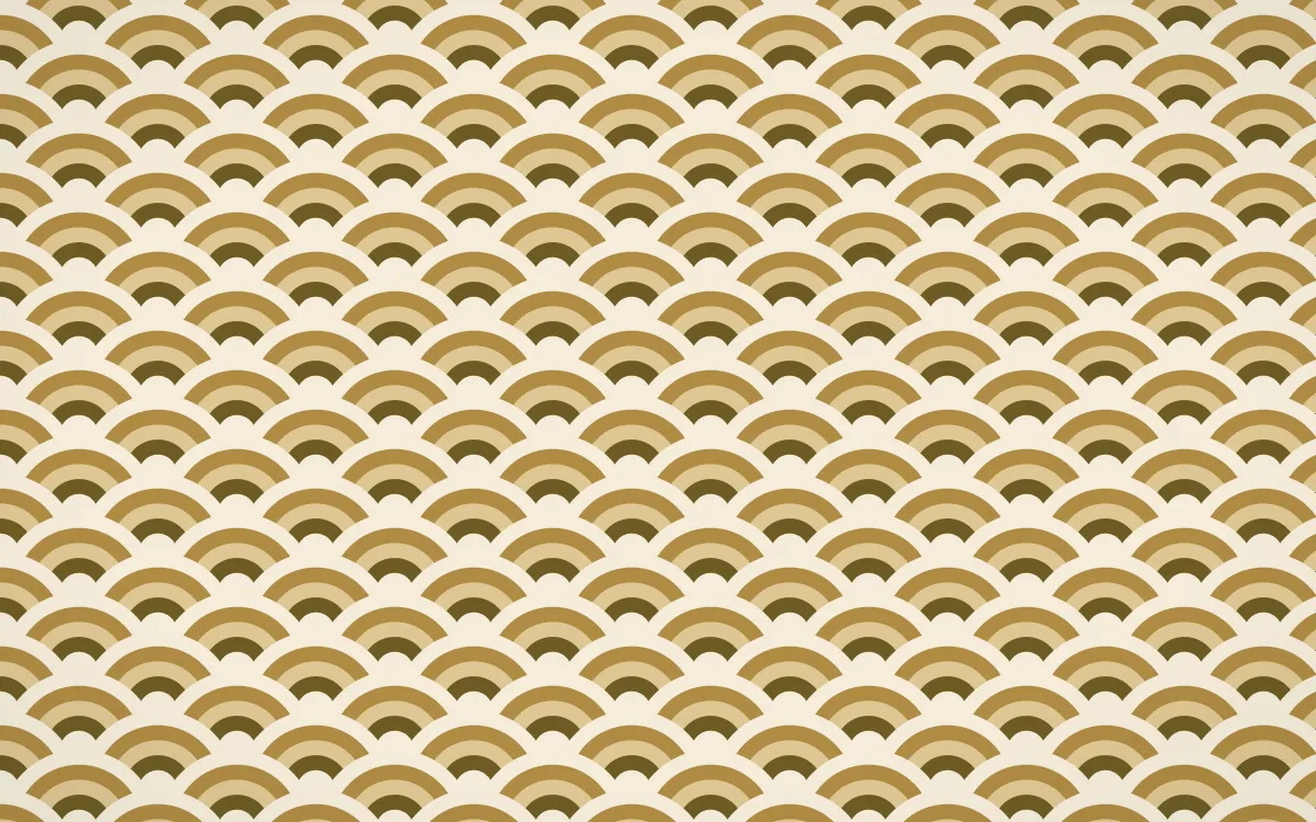 Kerala Spice Fine Wave Crests — colourful brown, gold and beige seigaiha background