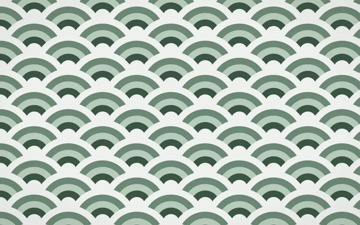 Kiwi Fern Wave Crests — colourful green and white seigaiha background
