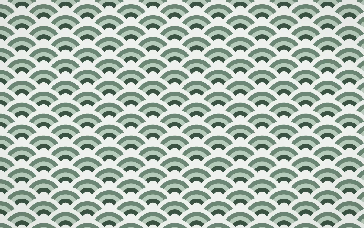 Kiwi Fern Fine Wave Crests — colourful green and white seigaiha background