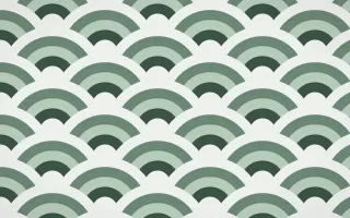 Kiwi Fern Grand Wave Crests — colourful green and white seigaiha background
