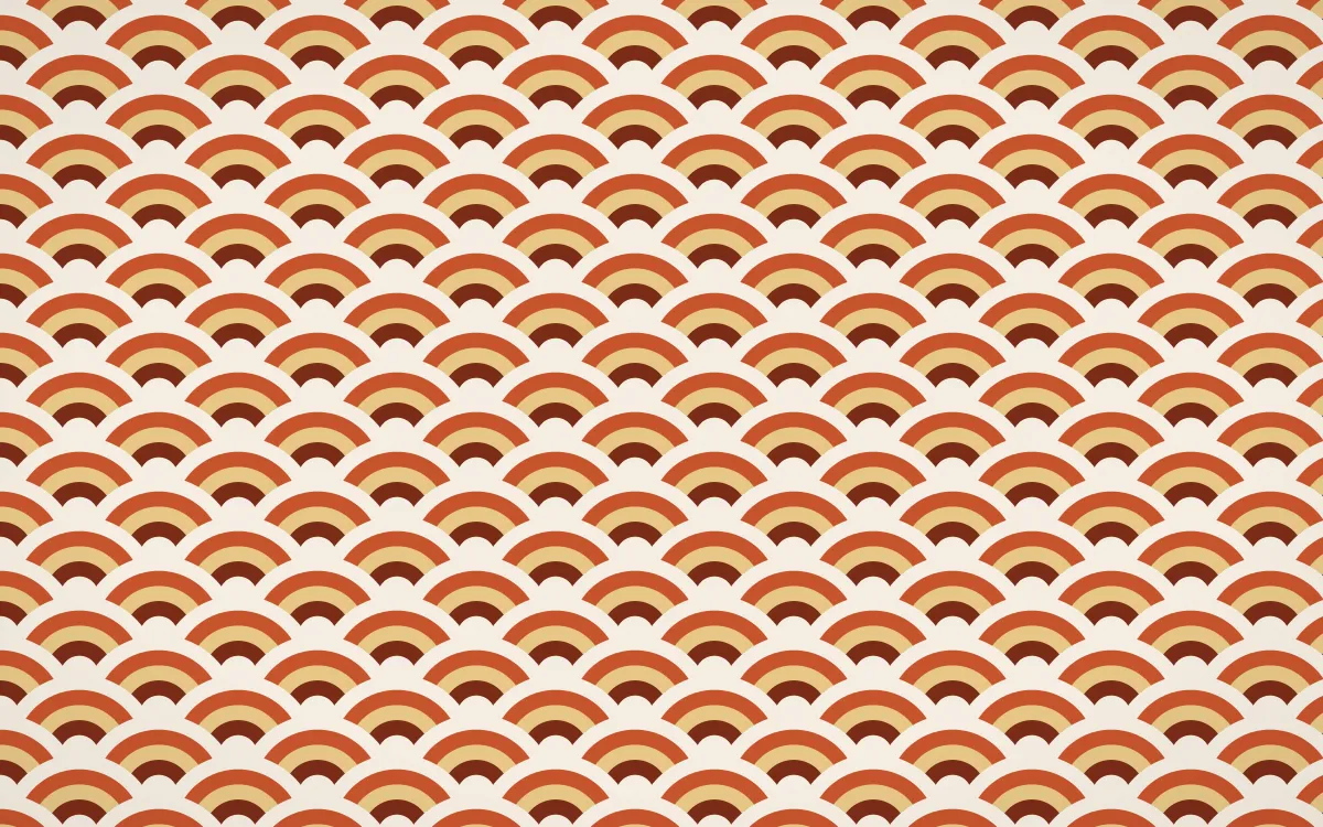 Lagos Wax Fine Wave Crests — colourful brown, orange and beige seigaiha background