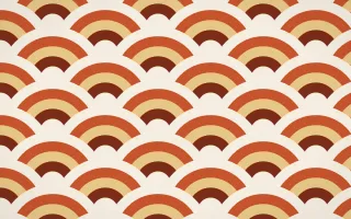 Lagos Wax Grand Wave Crests — colourful brown, orange and beige seigaiha background