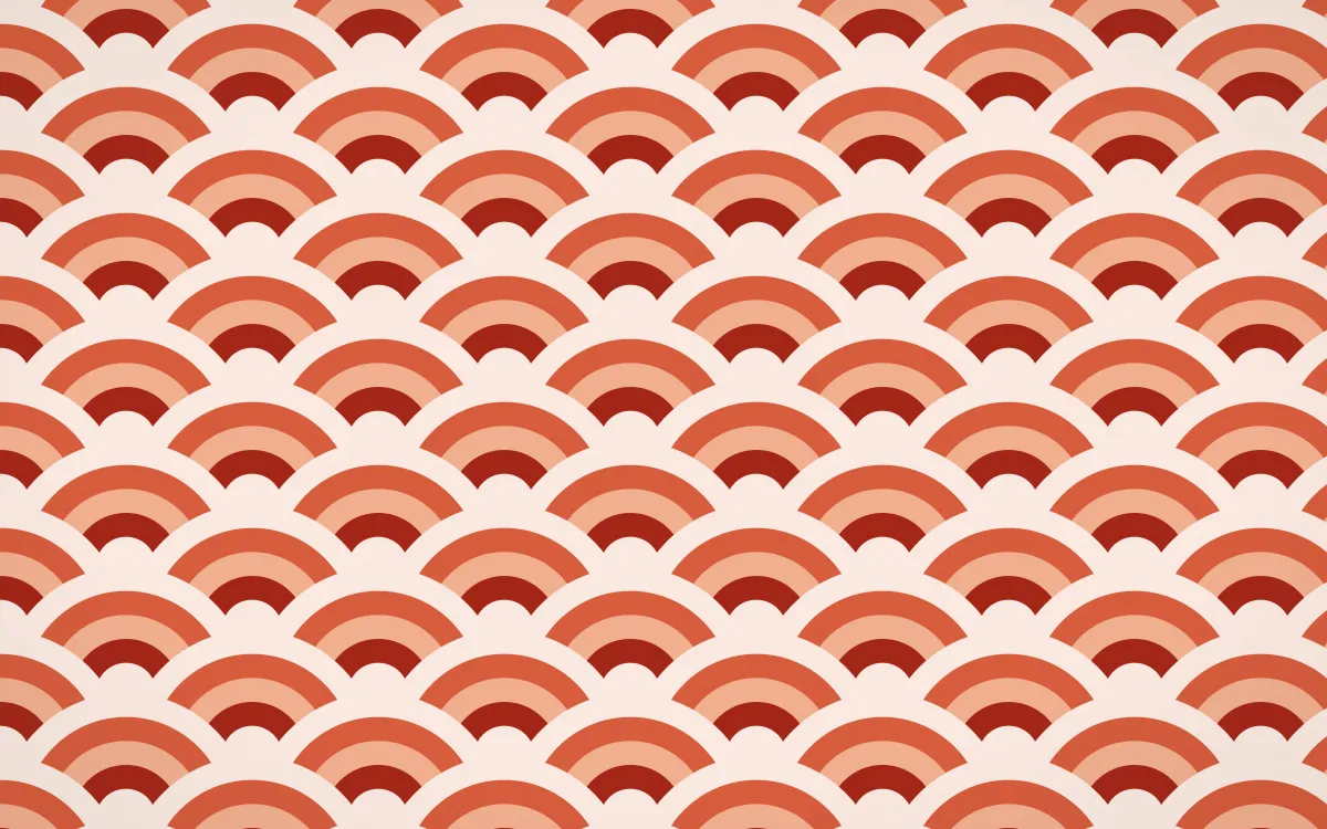 Lantern Festival Wave Crests — colourful red and orange seigaiha background