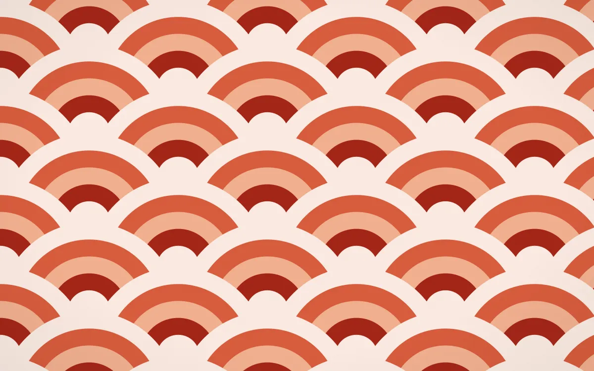Lantern Festival Grand Wave Crests — colourful red and orange seigaiha background