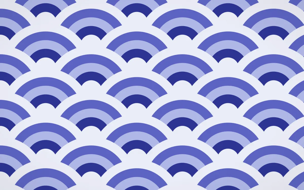 Majorelle Grand Wave Crests — colourful blue and white seigaiha background