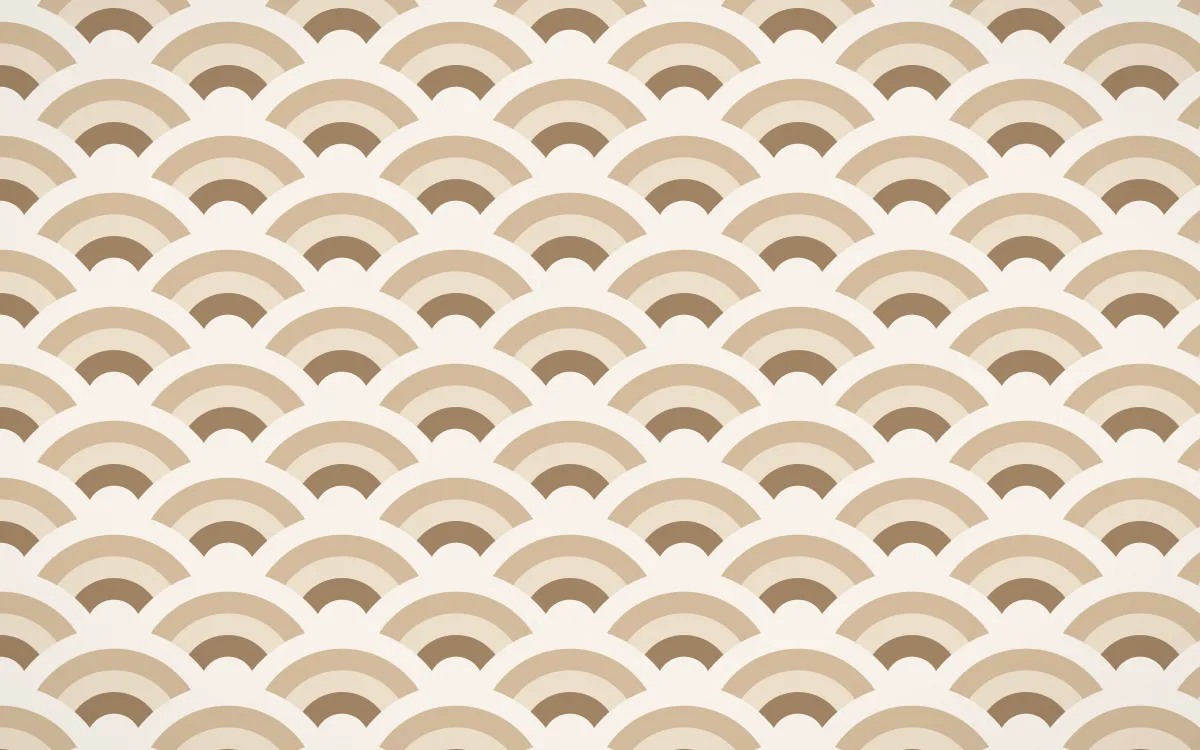 Manila Shell Wave Crests — colourful orange and white seigaiha background