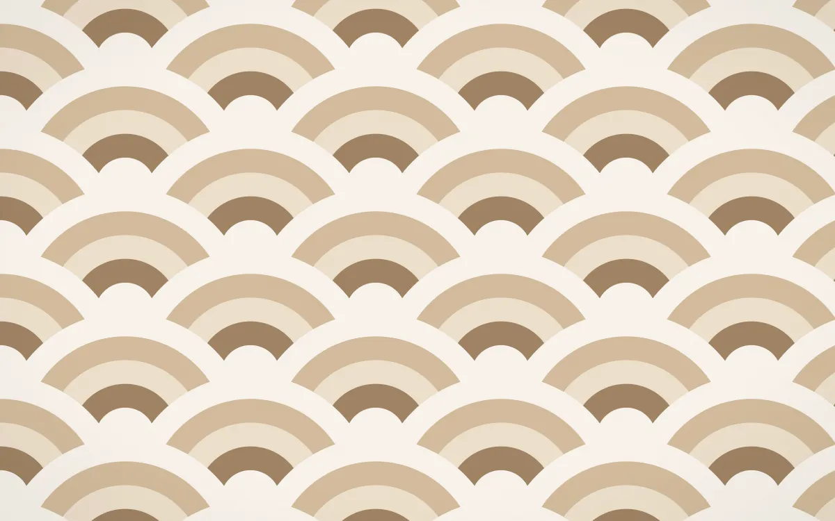 Manila Shell Grand Wave Crests — colourful orange and white seigaiha background