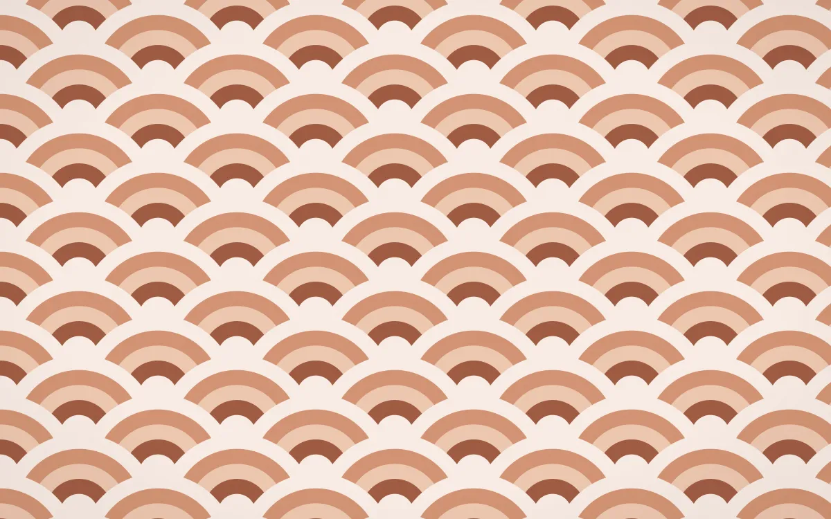 Marrakech Rose Wave Crests — colourful orange and beige seigaiha background