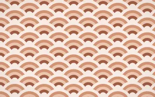 Marrakech Rose Wave Crests — colourful orange and beige seigaiha background