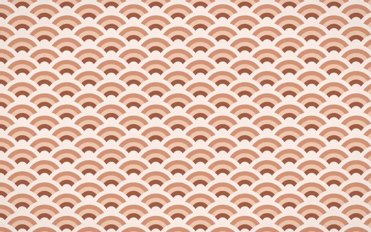 Marrakech Rose Fine Wave Crests — colourful orange and beige seigaiha background