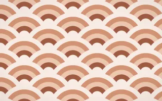 Marrakech Rose Grand Wave Crests — colourful orange and beige seigaiha background
