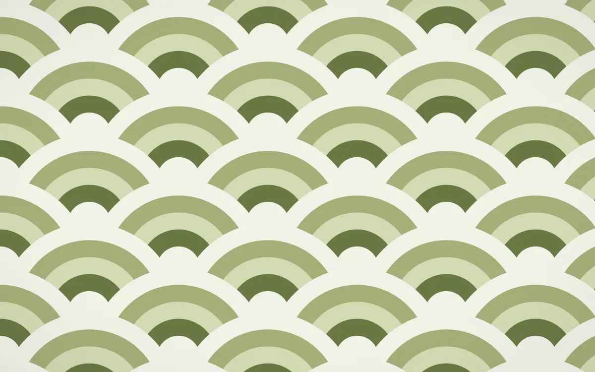 Matcha House Grand Wave Crests — colourful green and white seigaiha background