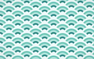 Miami Deco Wave Crests — colourful teal and white seigaiha background
