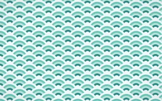Miami Deco Fine Wave Crests — colourful teal and white seigaiha background