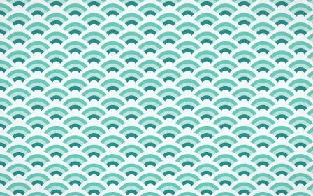 Miami Deco Fine Wave Crests — colourful teal and white seigaiha background
