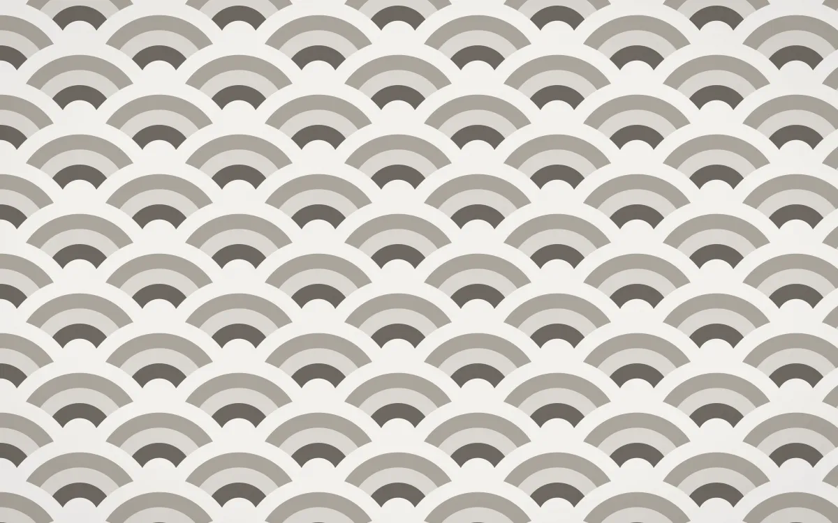 Milano Stone Wave Crests — colourful grey, orange and white seigaiha background