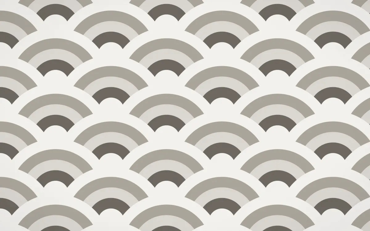 Milano Stone Grand Wave Crests — colourful grey, orange and white seigaiha background