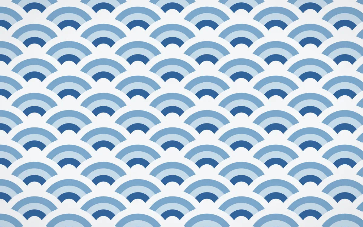 Ming Porcelain Wave Crests — colourful blue and white seigaiha background
