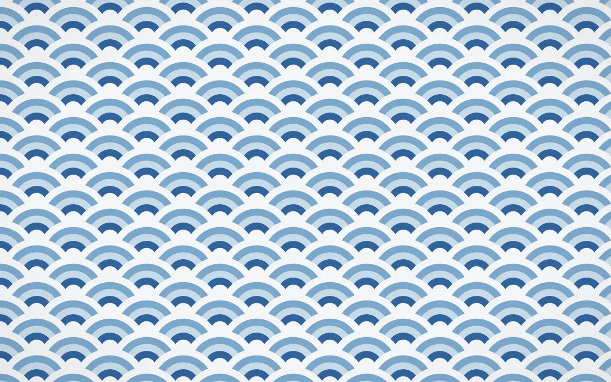 Ming Porcelain Fine Wave Crests — colourful blue and white seigaiha background