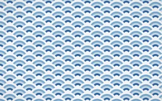 Ming Porcelain Fine Wave Crests — colourful blue and white seigaiha background