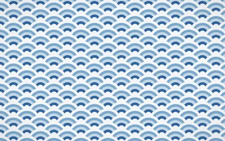 Ming Porcelain Fine Wave Crests — colourful blue and white seigaiha background
