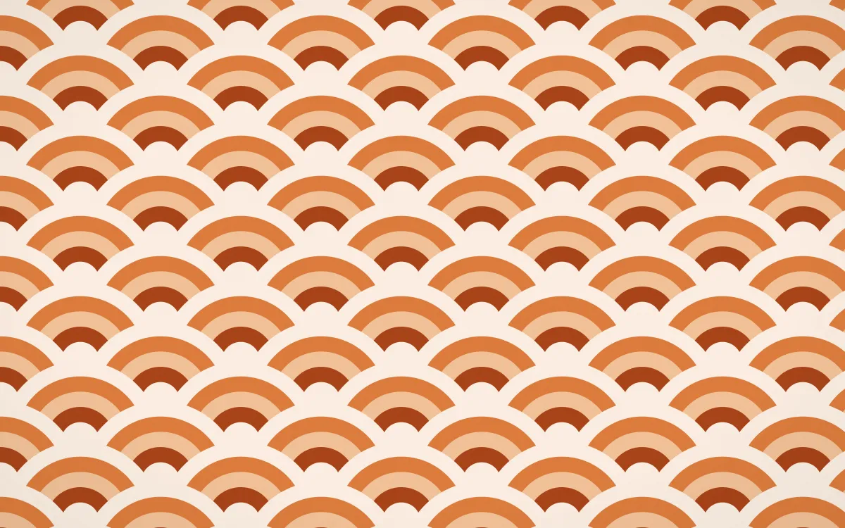 Momiji Maple Wave Crests — colourful brown, orange and beige seigaiha background