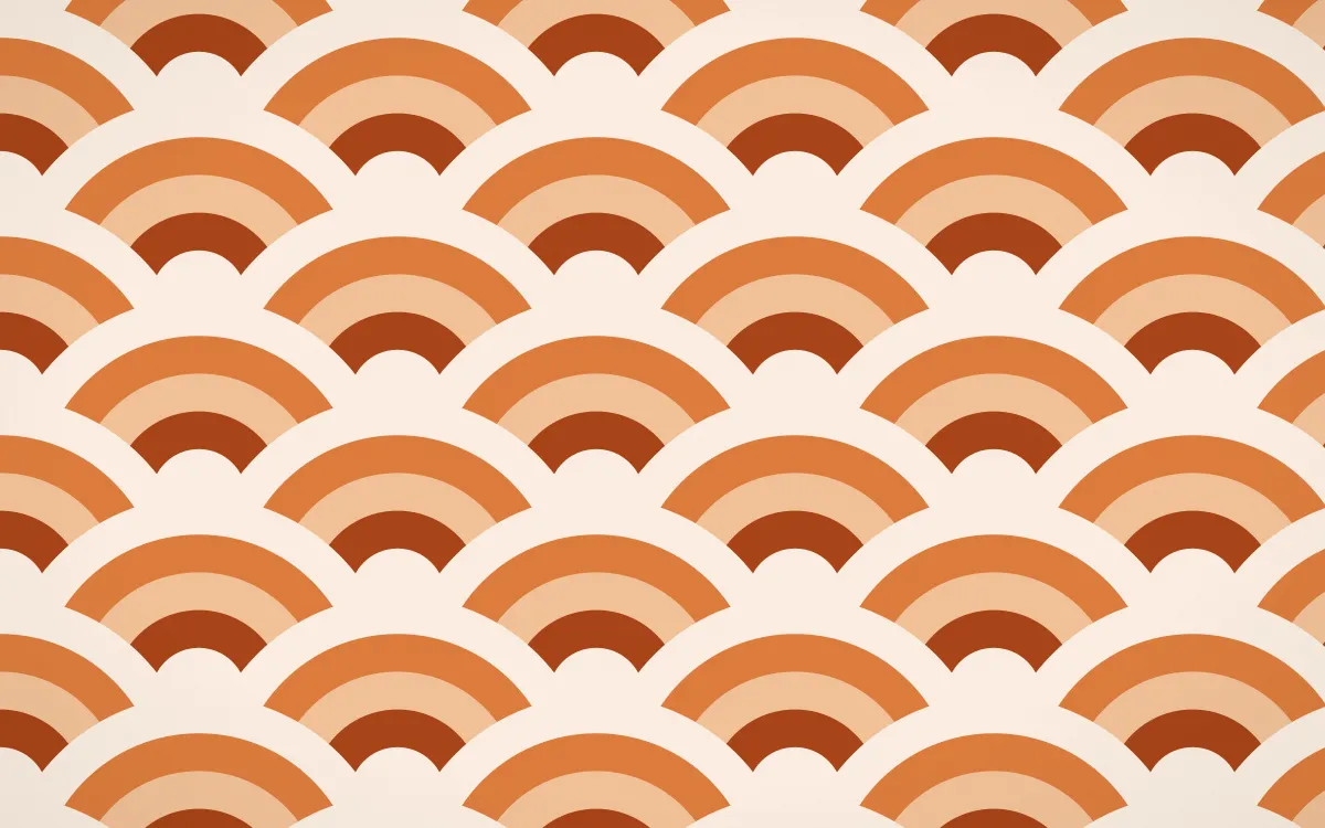 Momiji Maple Grand Wave Crests — colourful brown, orange and beige seigaiha background