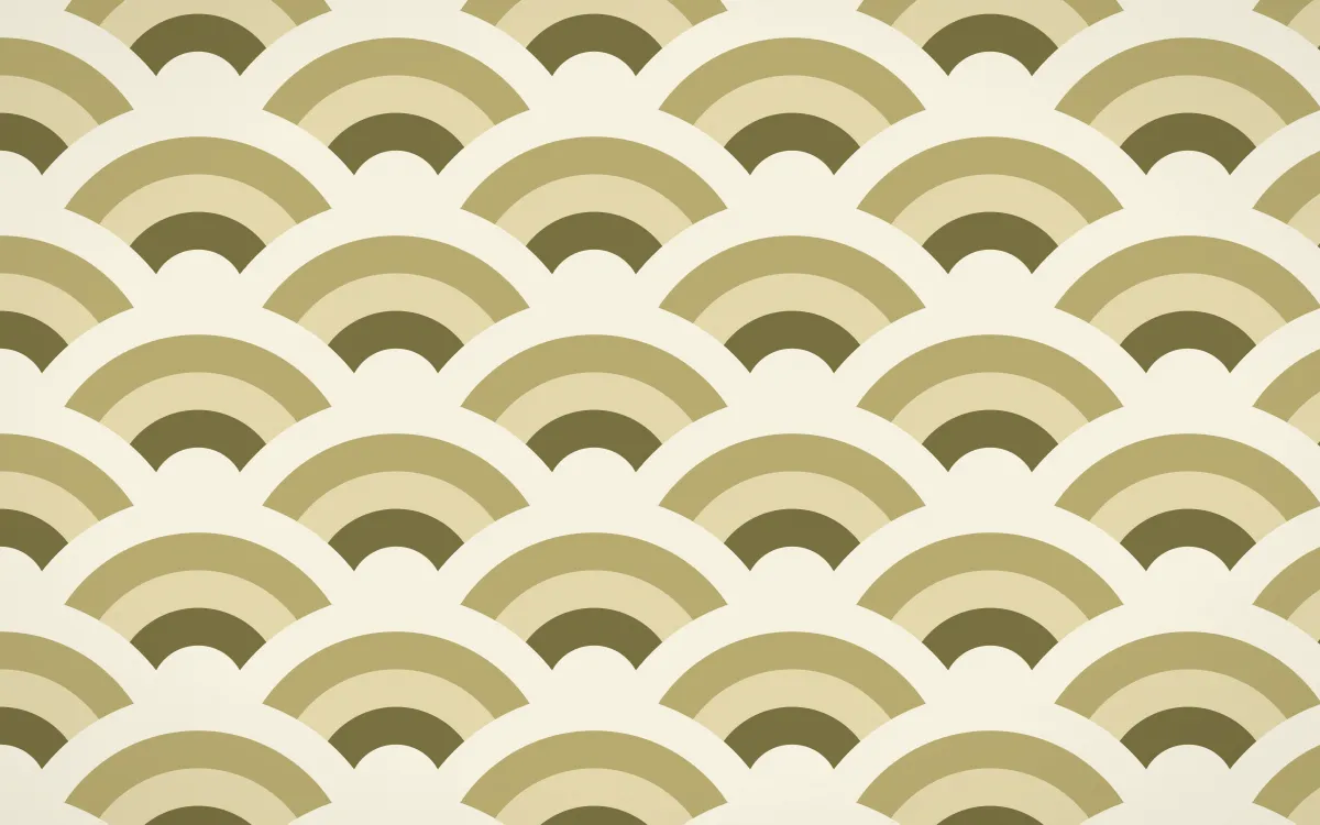Nile Papyrus Grand Wave Crests — colourful yellow and beige seigaiha background