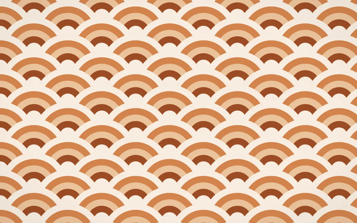 Outback Clay Wave Crests — colourful brown, orange and beige seigaiha background