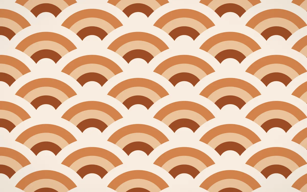 Outback Clay Grand Wave Crests — colourful brown, orange and beige seigaiha background