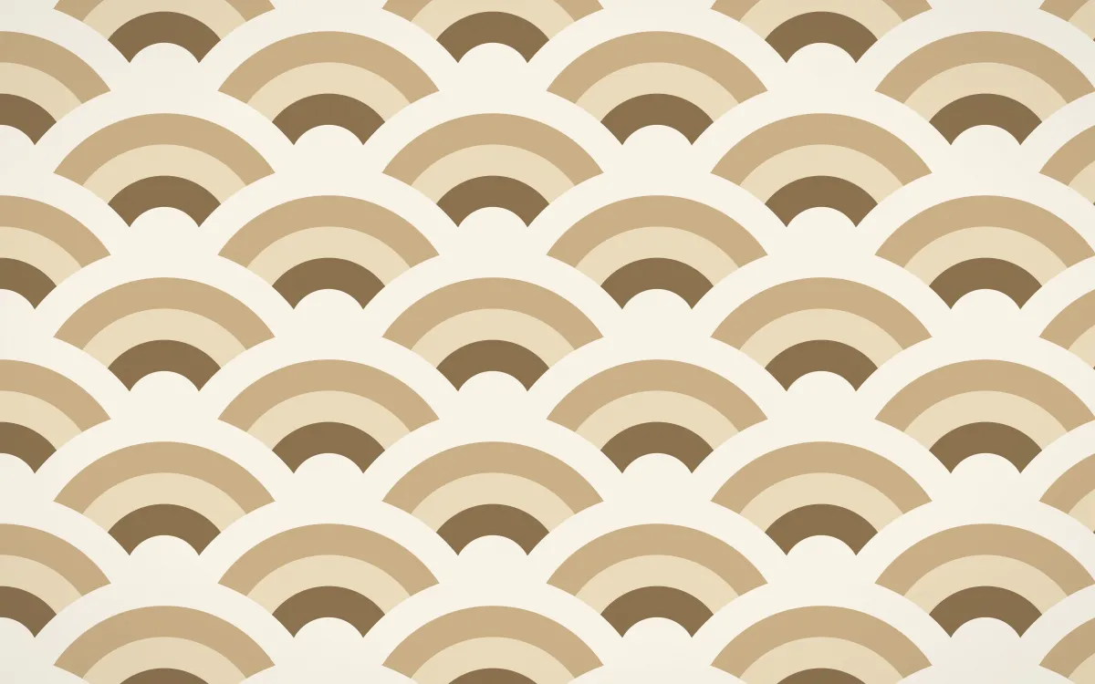 Pampas Cream Grand Wave Crests — colourful orange and beige seigaiha background
